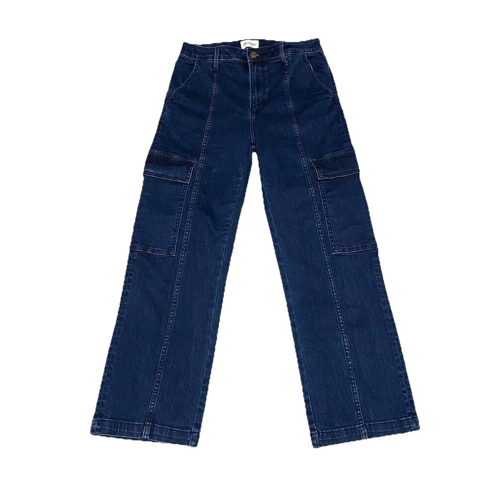 Driftwood Royce Cargo Jeans Womens 27 Blue High Rise Straight Crop Stretch Denim